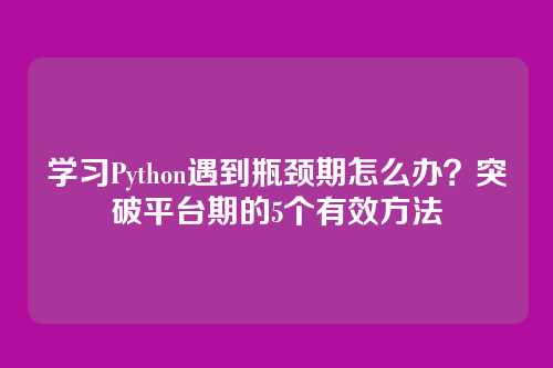 学习Python遇到瓶颈期怎么办?突破平台期的5个有效方法