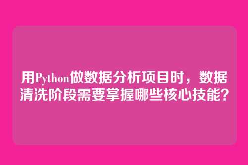 用Python做数据分析项目时,数据清洗阶段需要掌握哪些核心技能?