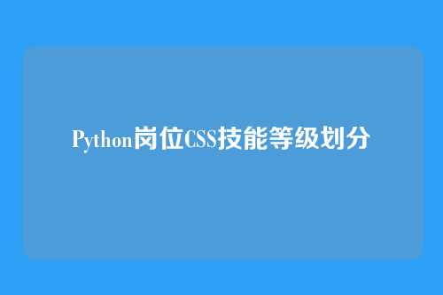 Python岗位CSS技能等级划分