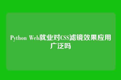 Python Web就业对CSS滤镜效果应用广泛吗