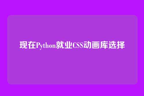 现在Python就业CSS动画库选择