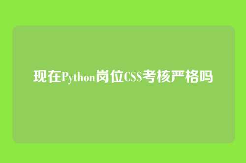 现在Python岗位CSS考核严格吗
