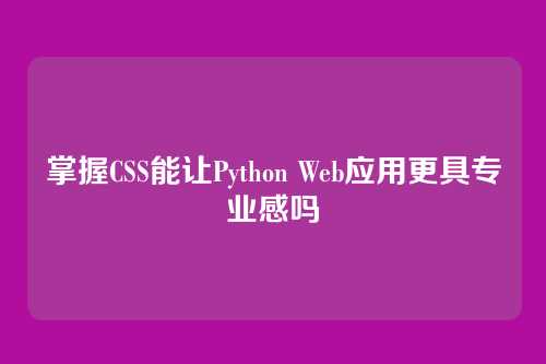 掌握CSS能让Python Web应用更具专业感吗