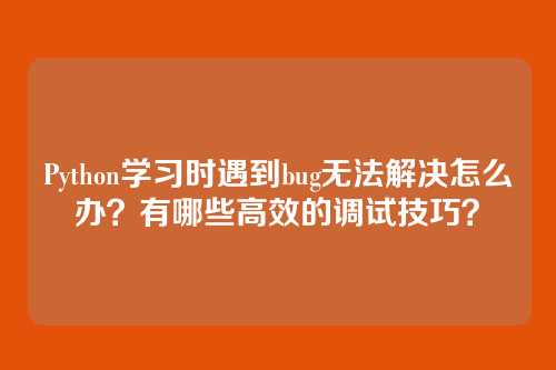 Python学习时遇到bug无法解决怎么办？有哪些高效的调试技巧？