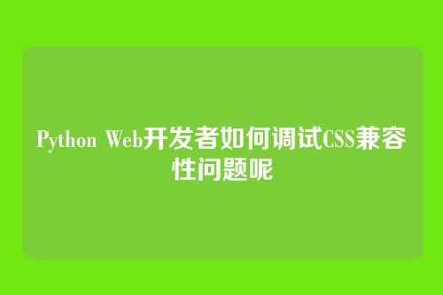 Python Web开发者如何调试CSS兼容性问题呢