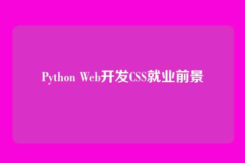Python Web开发CSS就业前景