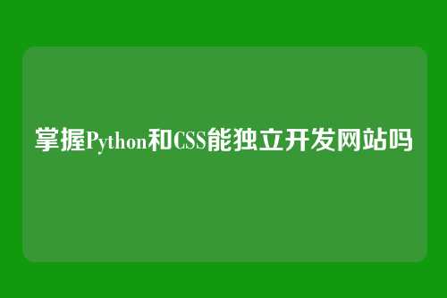 掌握Python和CSS能独立开发网站吗