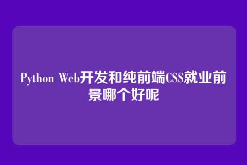 Python Web开发和纯前端CSS就业前景哪个好呢