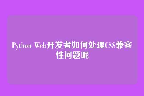 Python Web开发者如何处理CSS兼容性问题呢