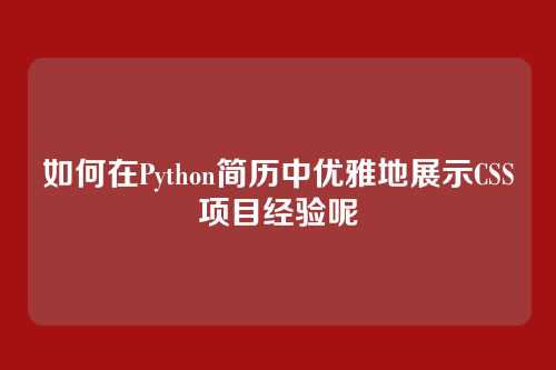 如何在Python简历中优雅地展示CSS项目经验呢