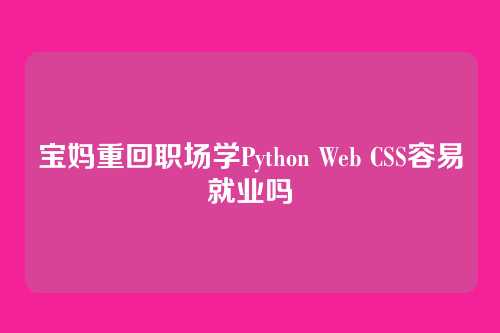 宝妈重回职场学Python Web CSS容易就业吗