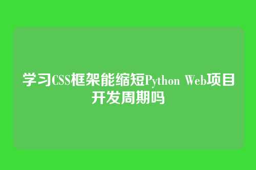 学习CSS框架能缩短Python Web项目开发周期吗