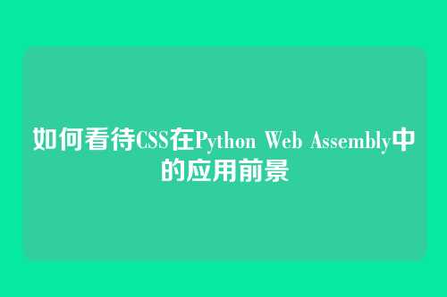 如何看待CSS在Python Web Assembly中的应用前景