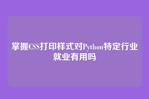 掌握CSS打印样式对Python特定行业就业有用吗