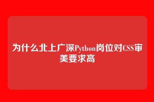 为什么北上广深Python岗位对CSS审美要求高