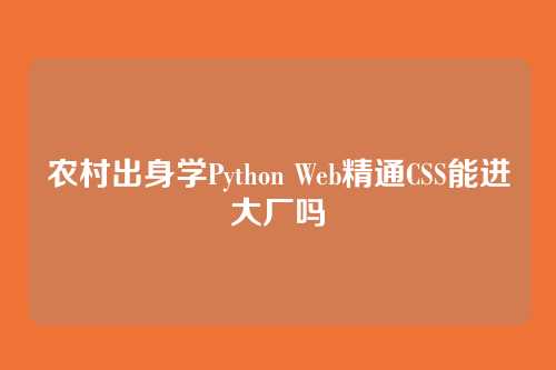 农村出身学Python Web精通CSS能进大厂吗
