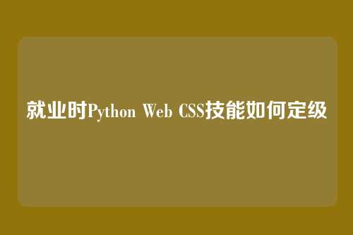 就业时Python Web CSS技能如何定级