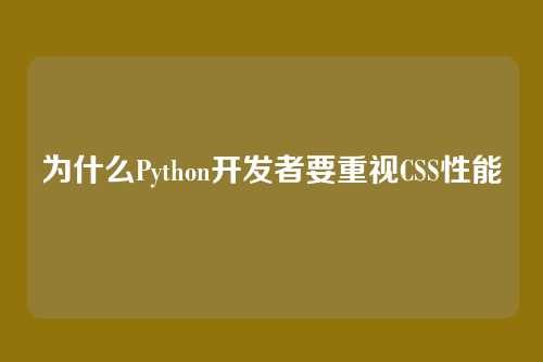 为什么Python开发者要重视CSS性能