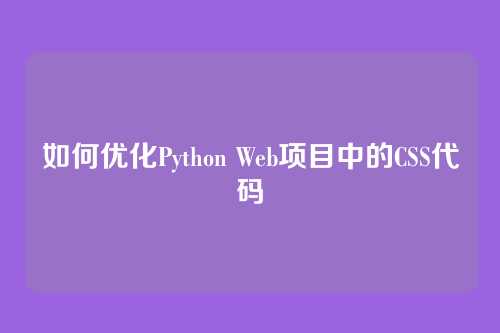 如何优化Python Web项目中的CSS代码