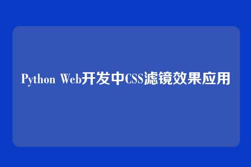 Python Web开发中CSS滤镜效果应用