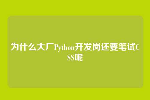 为什么大厂Python开发岗还要笔试CSS呢