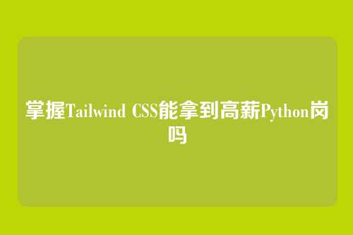掌握Tailwind CSS能拿到高薪Python岗吗