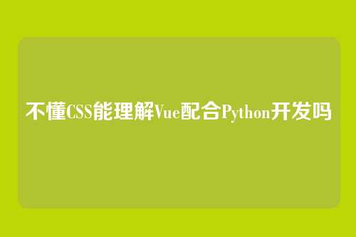 不懂CSS能理解Vue配合Python开发吗