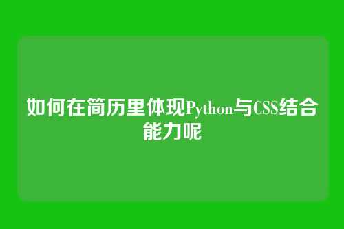 如何在简历里体现Python与CSS结合能力呢