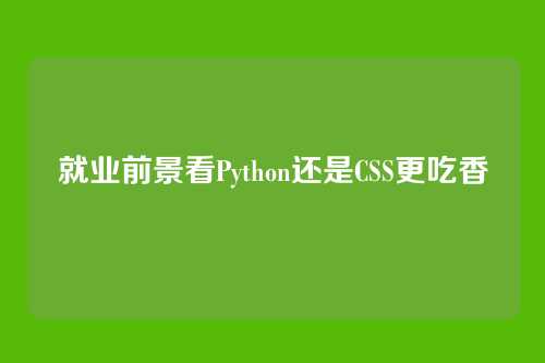 就业前景看Python还是CSS更吃香