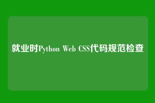 就业时Python Web CSS代码规范检查