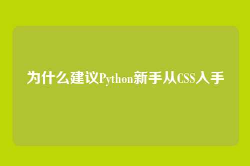 为什么建议Python新手从CSS入手