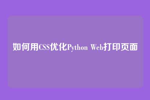 如何用CSS优化Python Web打印页面