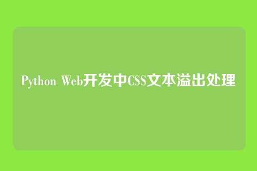 Python Web开发中CSS文本溢出处理