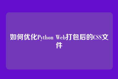 如何优化Python Web打包后的CSS文件
