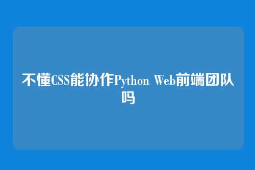 不懂CSS能协作Python Web前端团队吗