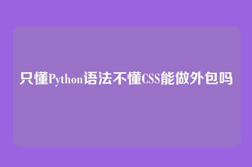 只懂Python语法不懂CSS能做外包吗