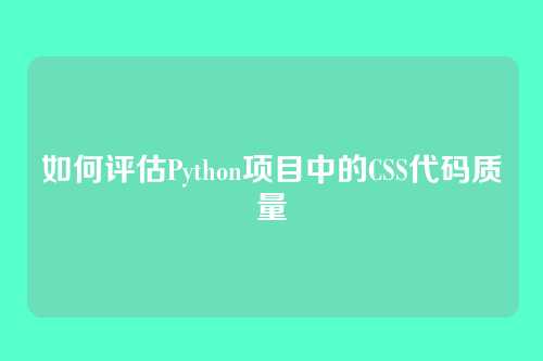 如何评估Python项目中的CSS代码质量