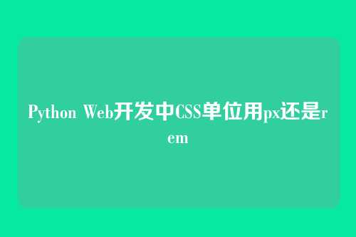 Python Web开发中CSS单位用px还是rem