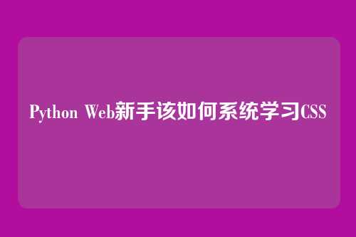 Python Web新手该如何系统学习CSS
