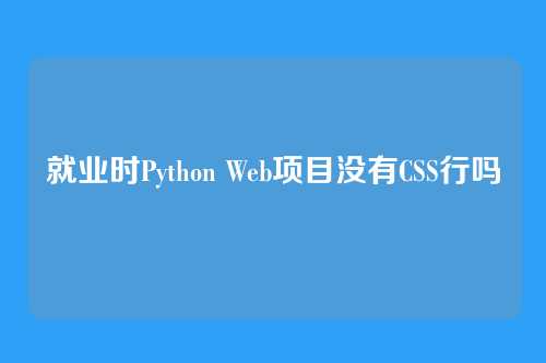 就业时Python Web项目没有CSS行吗