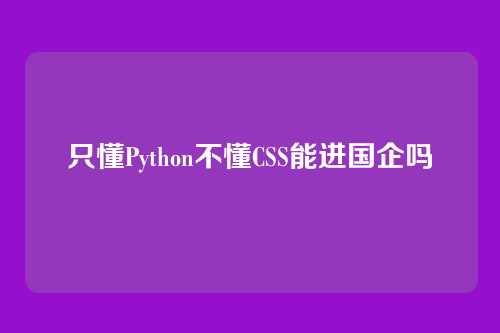 只懂Python不懂CSS能进国企吗