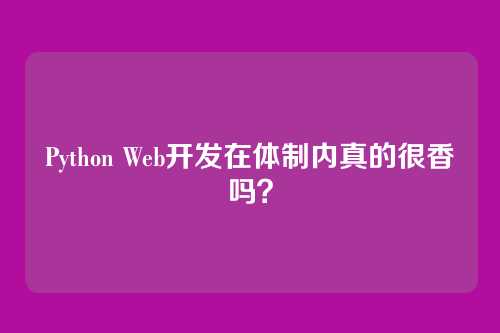 Python Web开发在体制内真的很香吗？