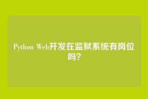 Python Web开发在监狱系统有岗位吗？