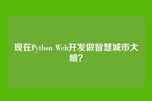 现在Python Web开发做智慧城市大脑？