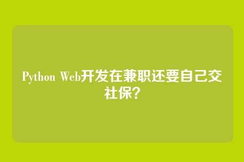Python Web开发在兼职还要自己交社保？
