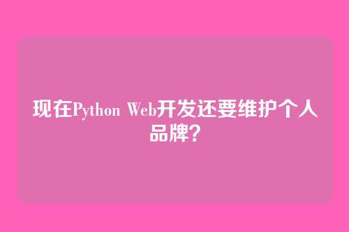 现在Python Web开发还要维护个人品牌？