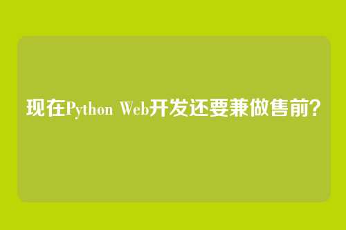 现在Python Web开发还要兼做售前？