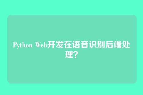 Python Web开发在语音识别后端处理？