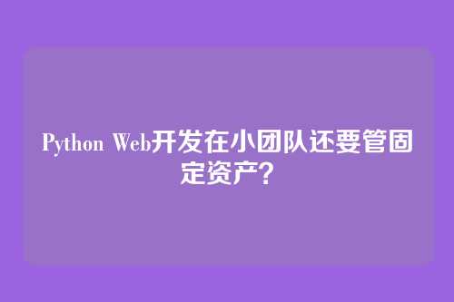 Python Web开发在小团队还要管固定资产？