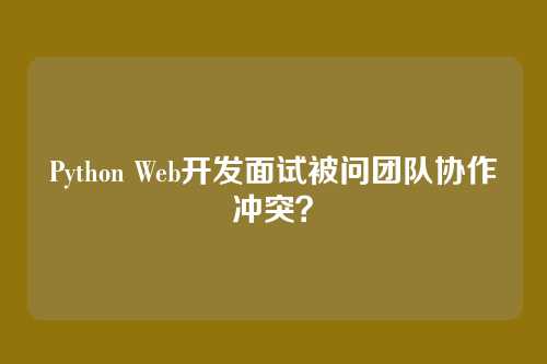Python Web开发面试被问团队协作冲突？
